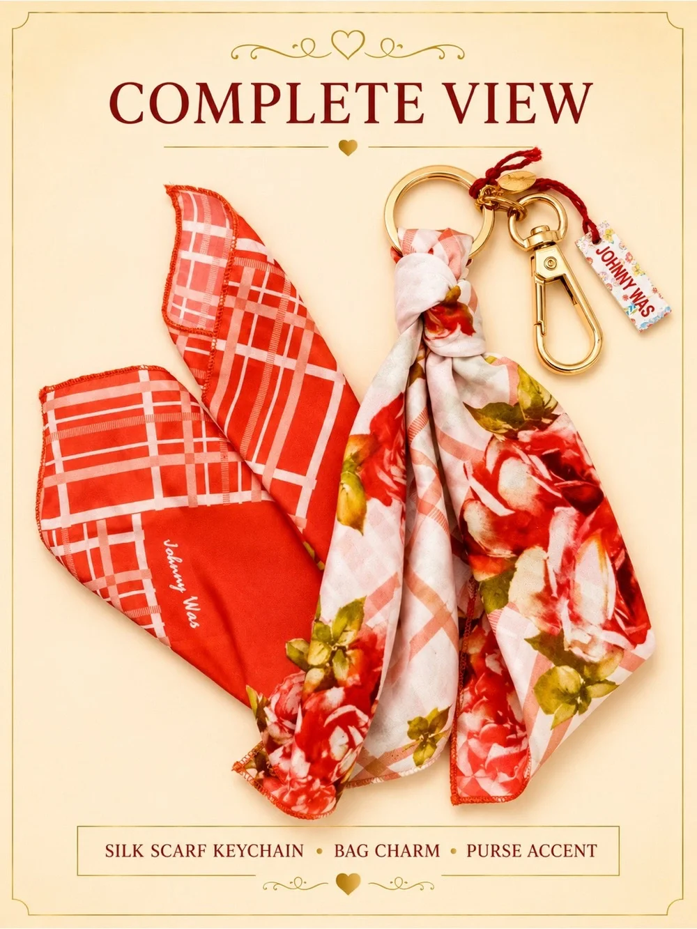 𝐉𝐎𝐇𝐍𝐍𝐘 𝐖𝐀𝐒 𝐍𝐖𝐓 Keychain Zoila Bandana Silk Scarf Handkerchief - Boho Bag Charm
